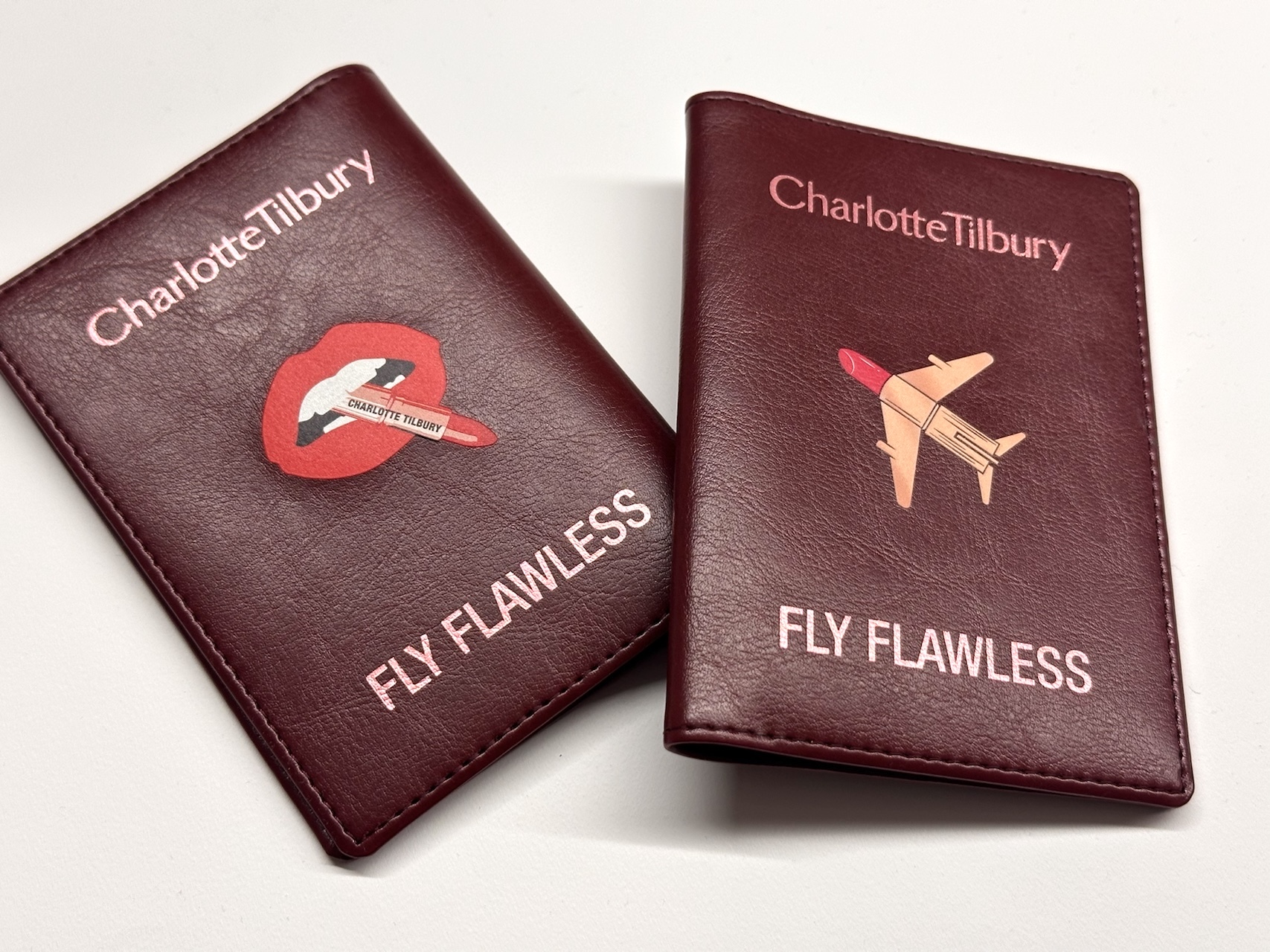 Custom made leather passport holders for Charlotte Tilbury