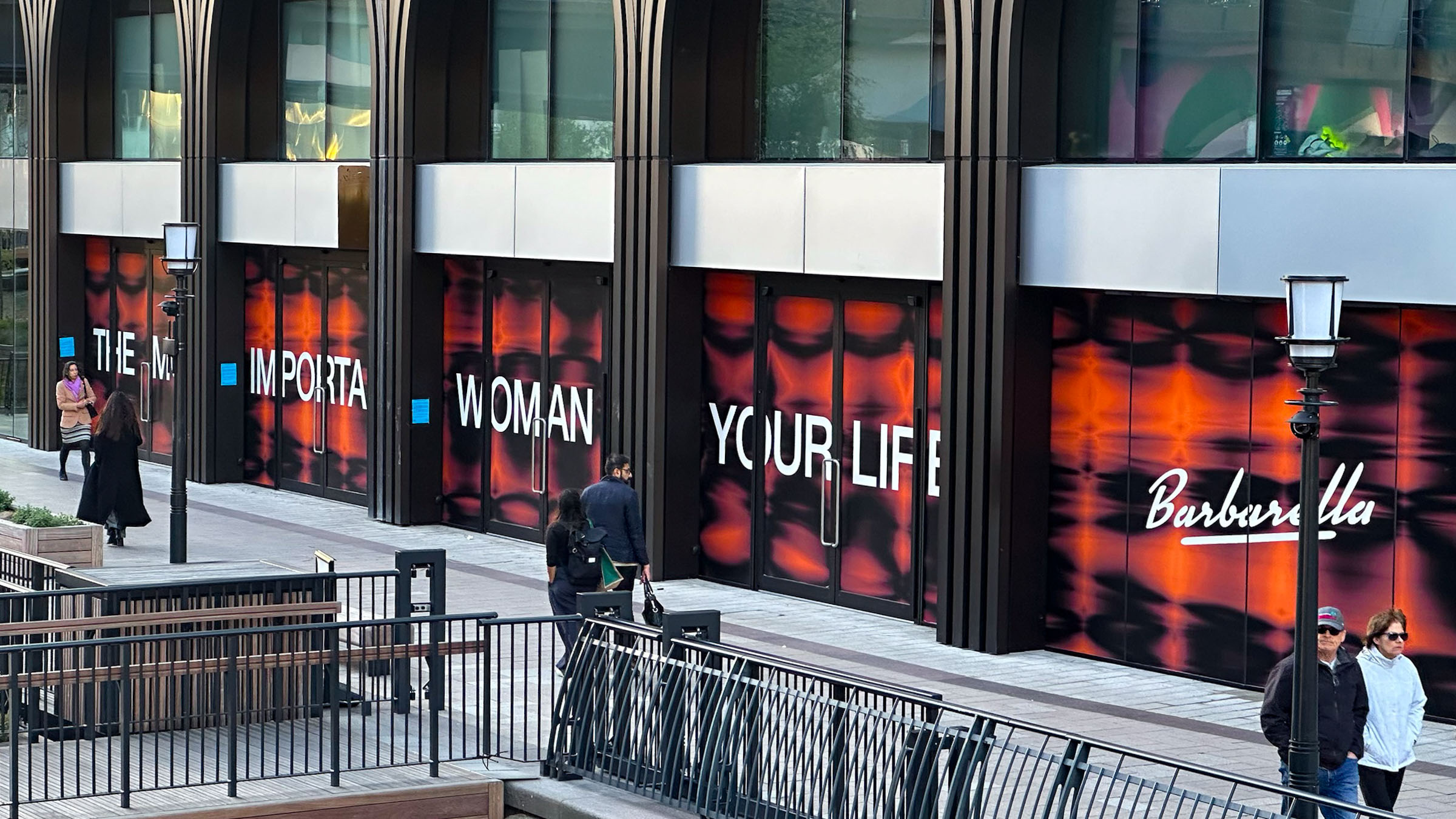 Large format window vinyl print and installation on a building