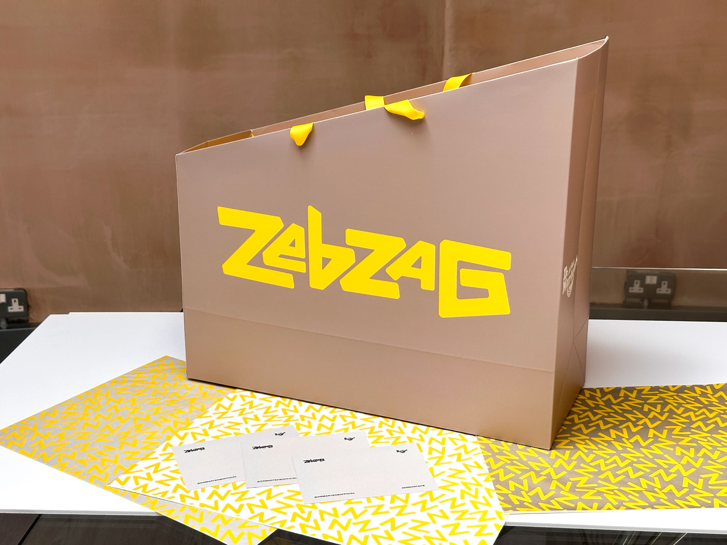Bespoke shopping bag and branded wrapping paper