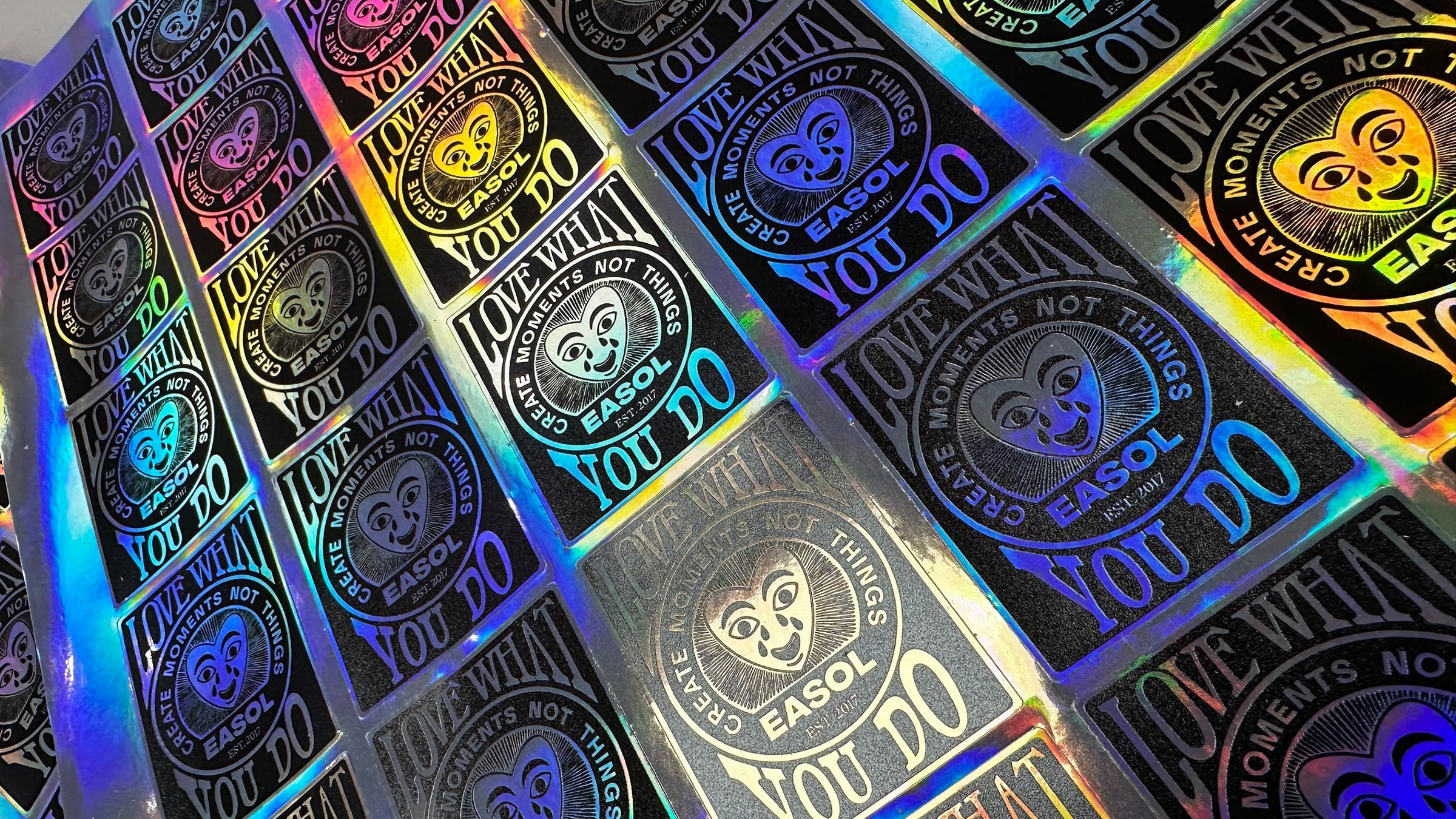 Holographic foiled and printed cards