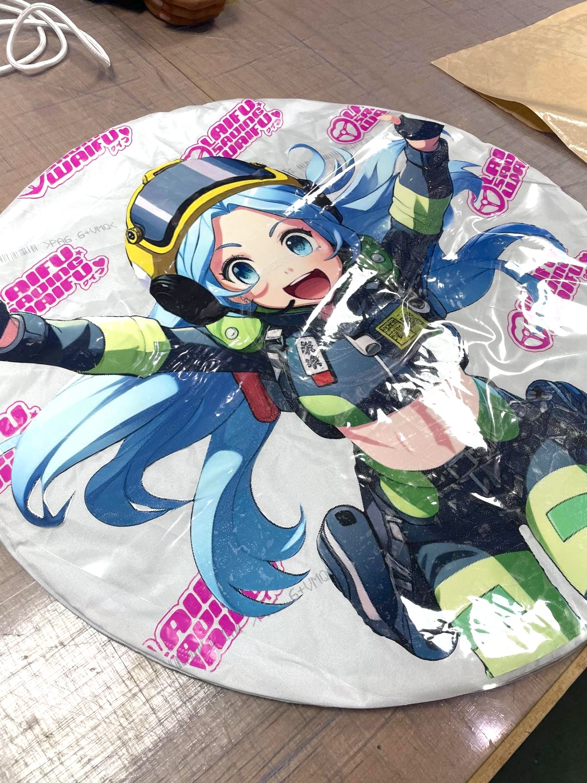 Custom-printed airbag featuring a vibrant anime illustration