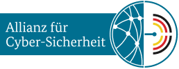 Logo der Allianz für Cyber-Sicherheit mit stilisiertem Netzwerksymbol und Halbkreis.