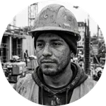 Authentic shot of a construction worker in Salzburg on-site.