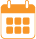 Orange calendar icon with two rings at the top and six date squares.