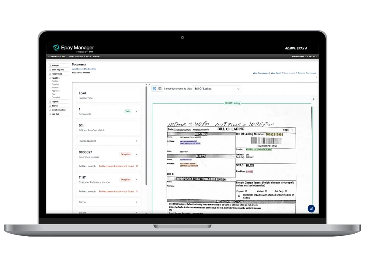 Epay Manager dashboard beside accounts payable, accounts receivable, AI audit, and working capital features.