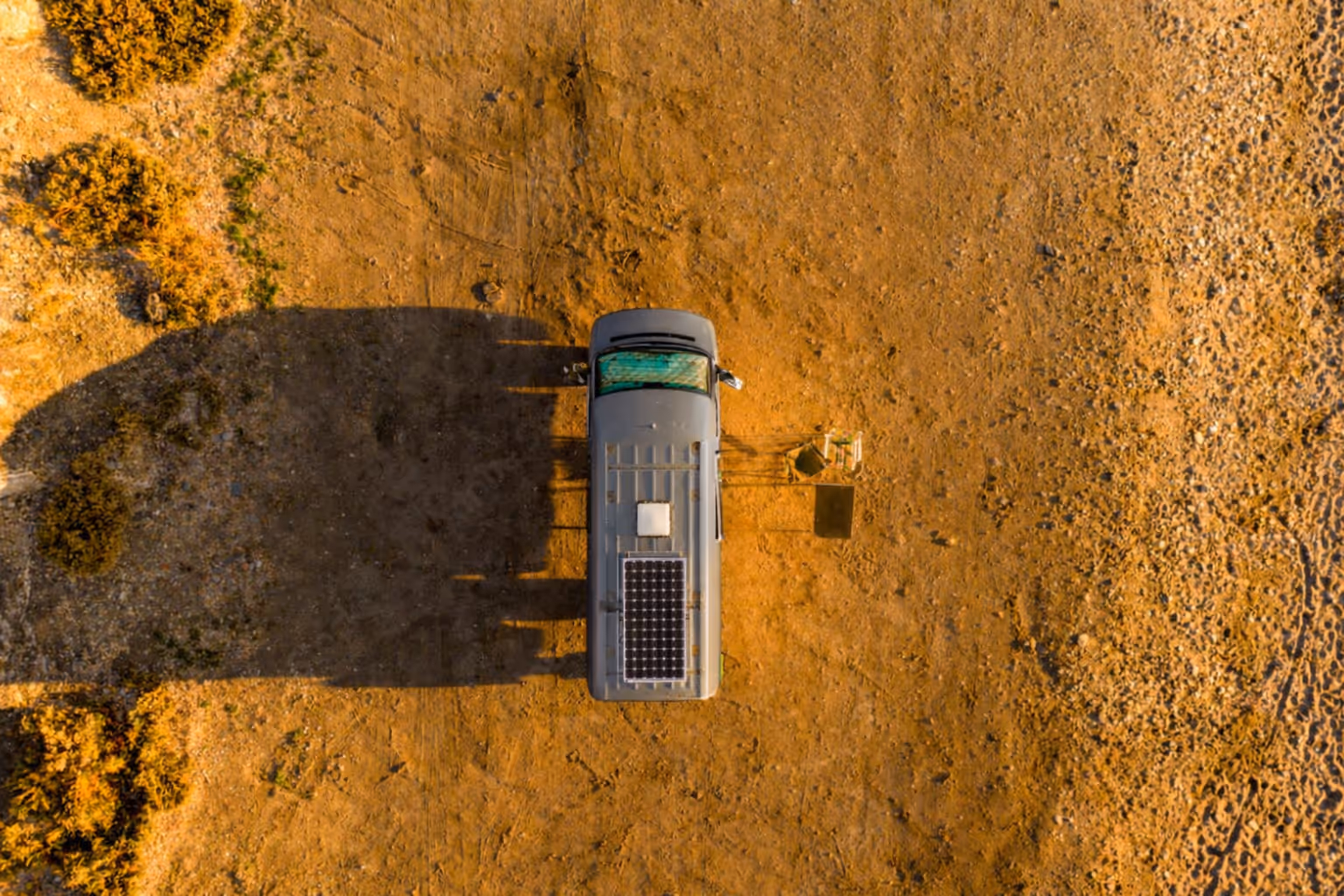 Campervan grey water drain area on campsite