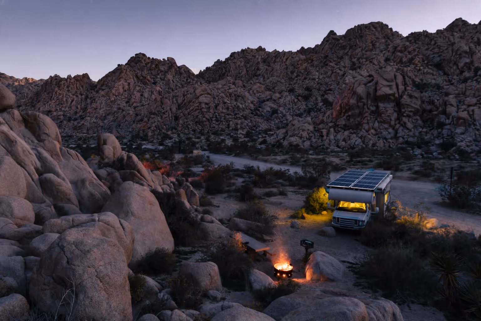 Campervan roof solar panel system for off-grid electrical power