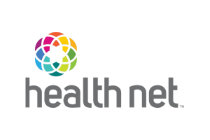 Health Net company logo with colorful circular design above the text.