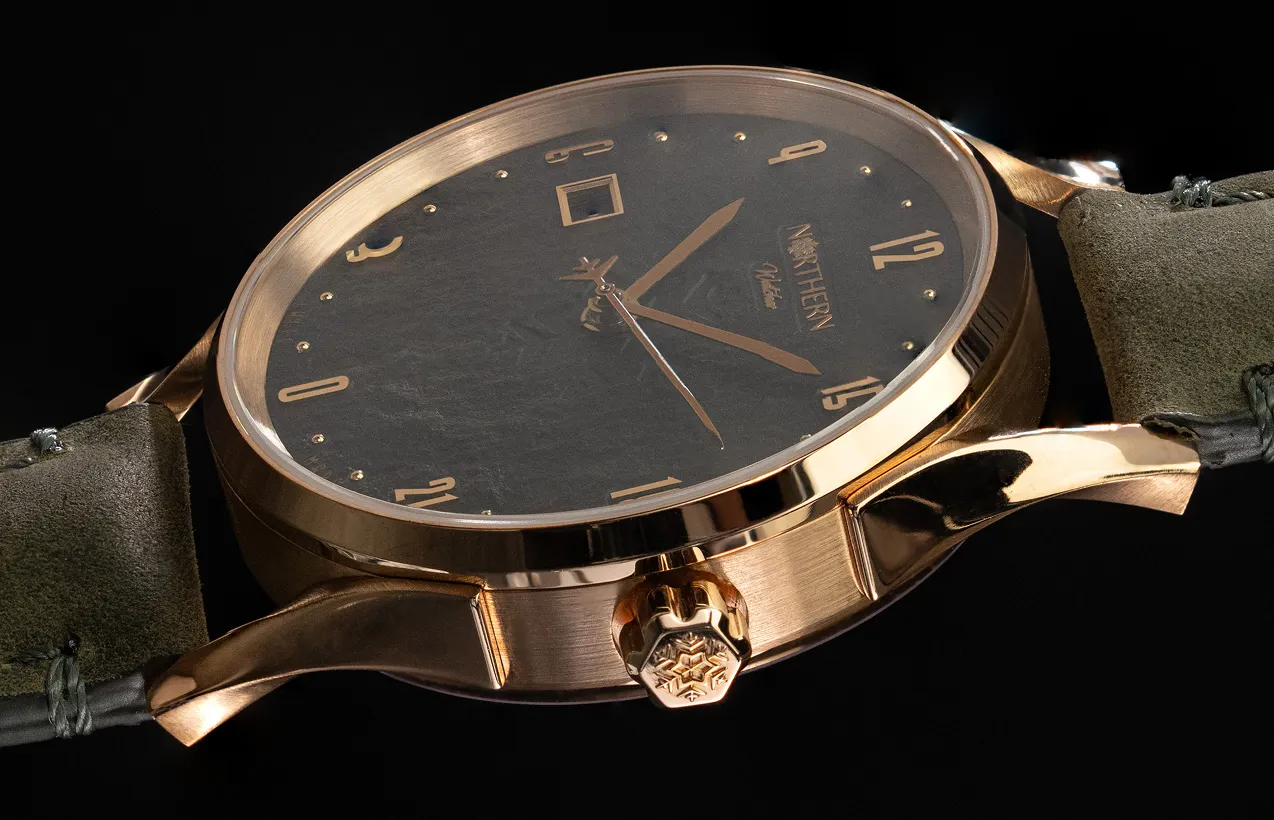 Northern Watches Bronze Age and Northerner models shown side by side with bronze and silver cases
