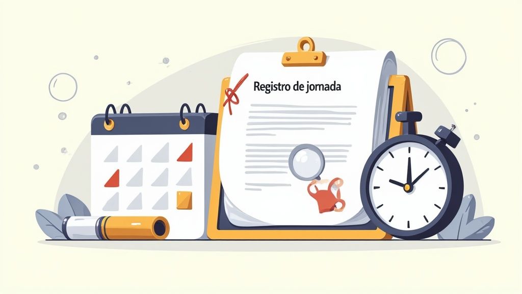 Un documento legal con unas gafas encima, simbolizando la normativa laboral