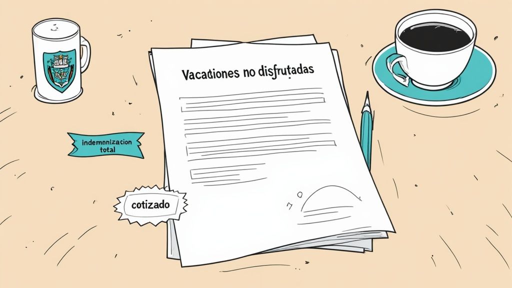 Persona revisando documentos de finiquito en una oficina