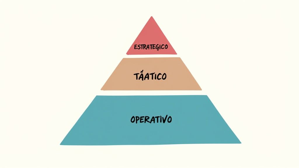 Pyramid diagram showing different types of business objectives