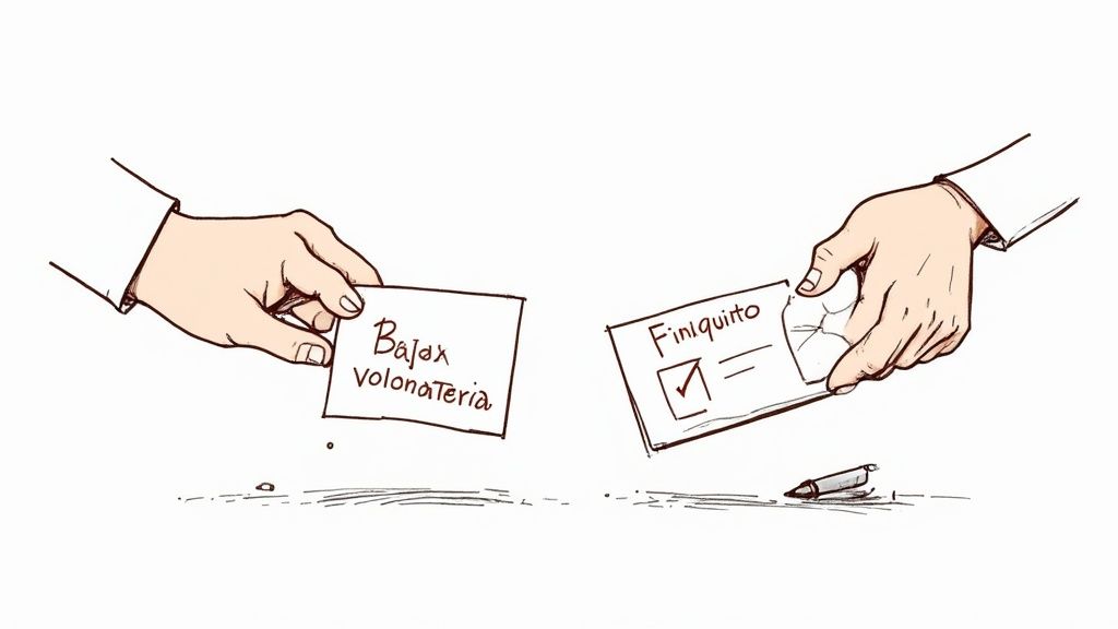 Una persona organizando documentos en una mesa de oficina con una planta y un ordenador portátil.