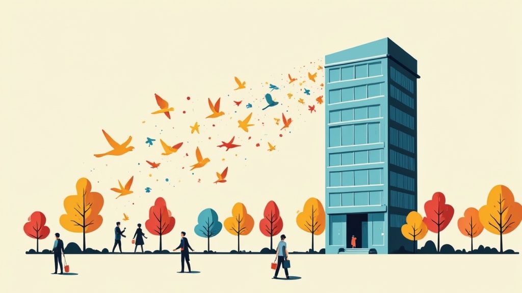 Una persona revisando documentos de nómina en un escritorio moderno.