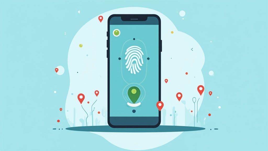 Un empleado fichando en un terminal digital con una tarjeta.