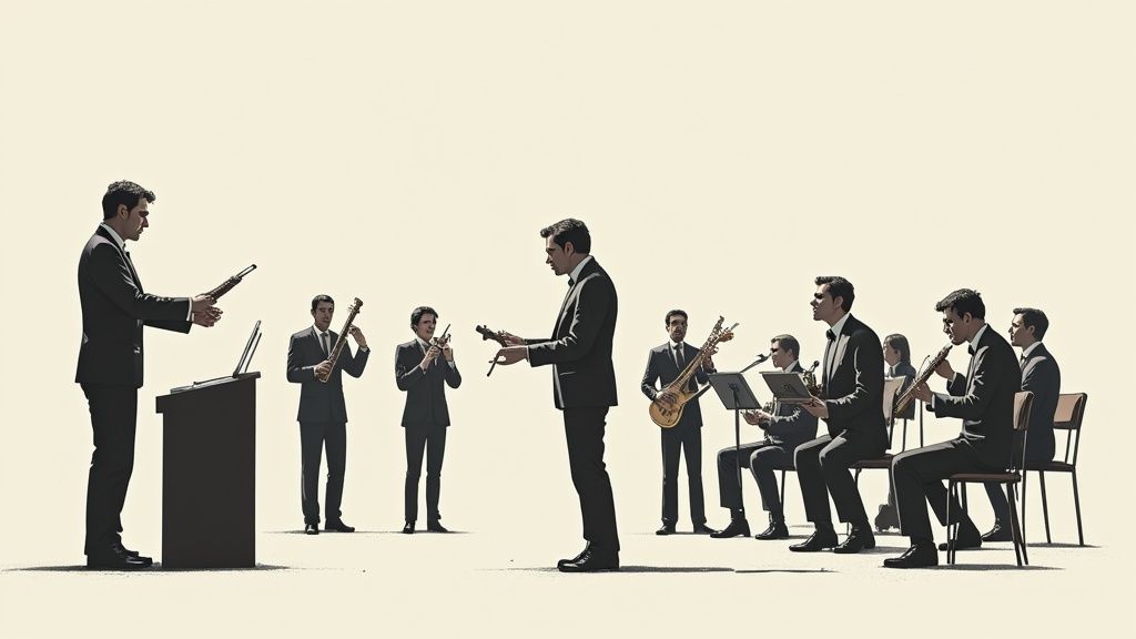 Una persona interactuando con una interfaz digital que muestra gráficos y datos de gestión