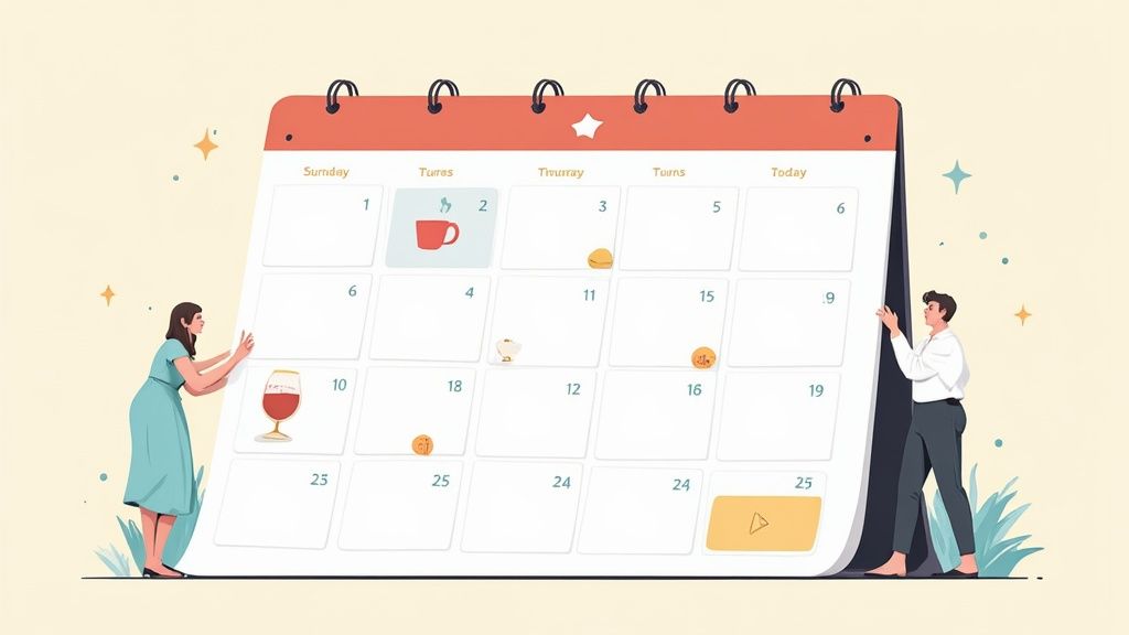 Un equipo de camareros en un restaurante bullicioso se toma una breve pausa juntos, sonriendo y charlando antes de volver al servicio.