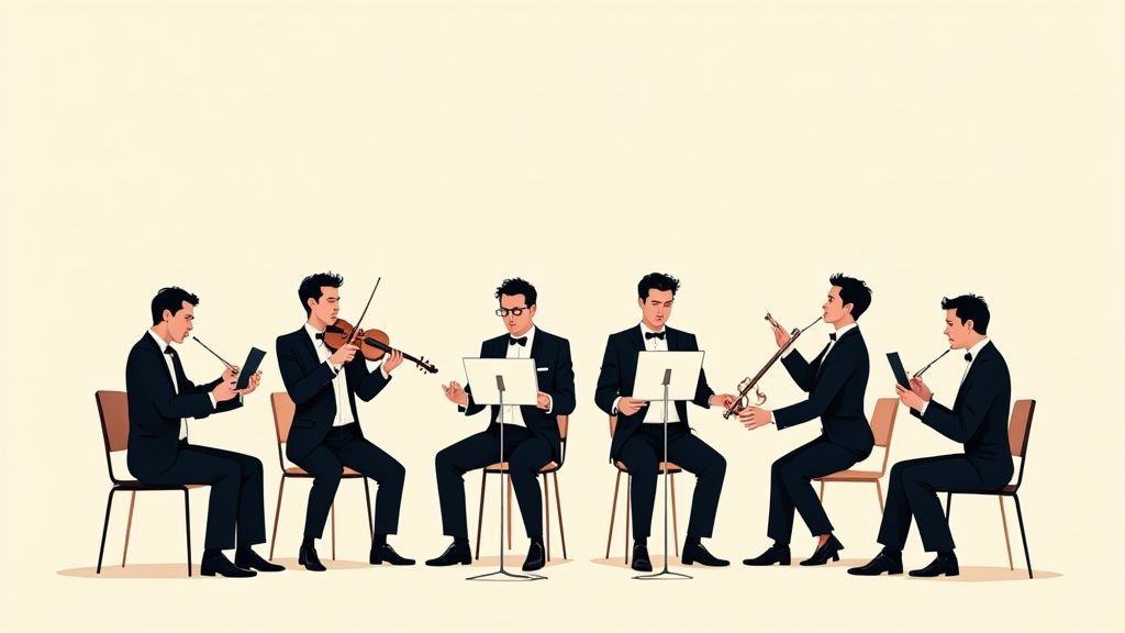 Salle de réunion avec des personnes discutant de stratégie devant un tableau blanc