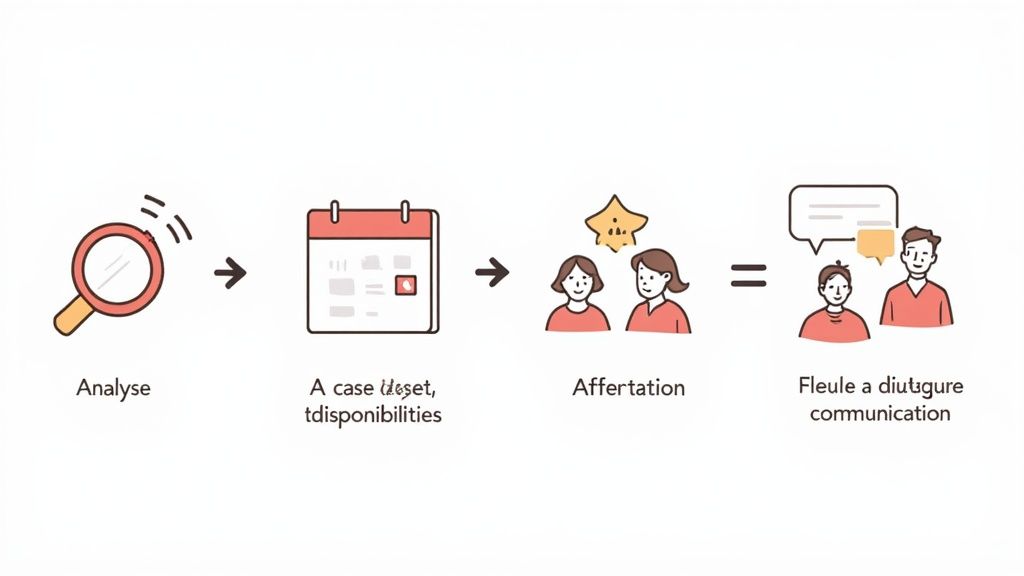 Diagramme illustrant l'analyse, la planification, l'affectation et la communication dans la gestion de plannings.