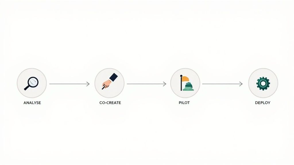 Une équipe planifiant ensemble la mise en place d'horaires flexibles sur un tableau blanc