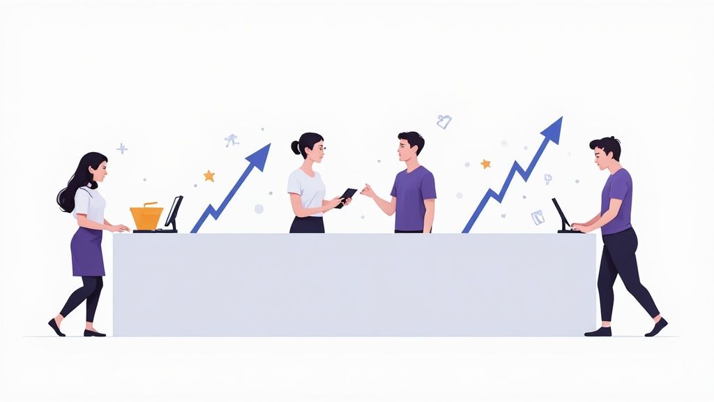 Personnes suivant une formation sur un ordinateur portable dans un bureau moderne