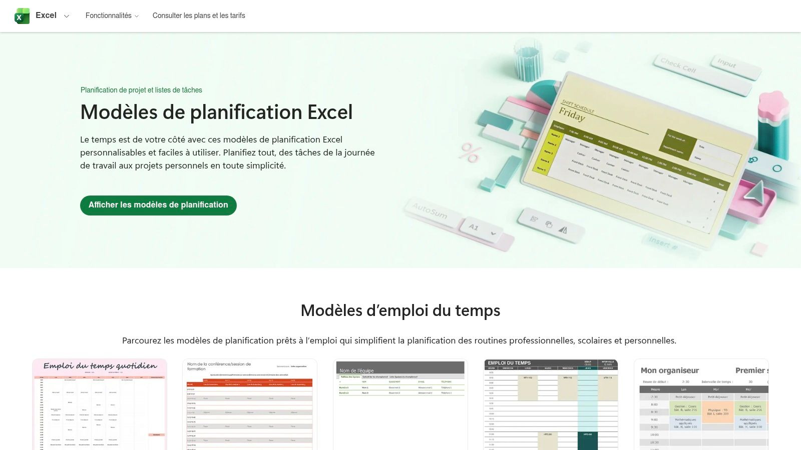 Microsoft Create (modèles Excel)