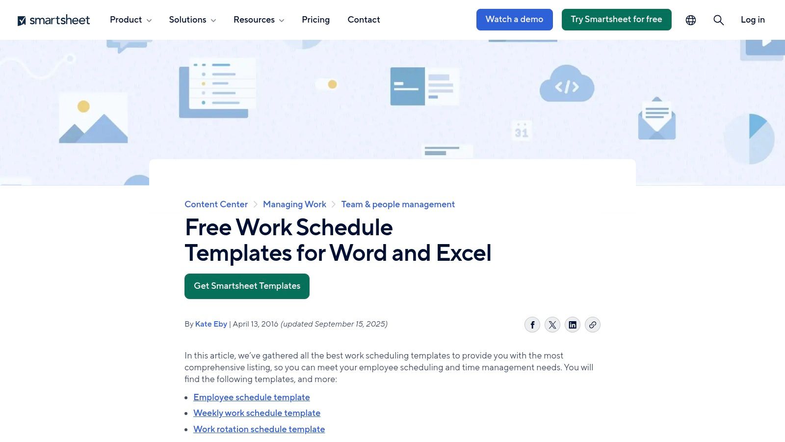 Smartsheet – Free Work Schedule Templates