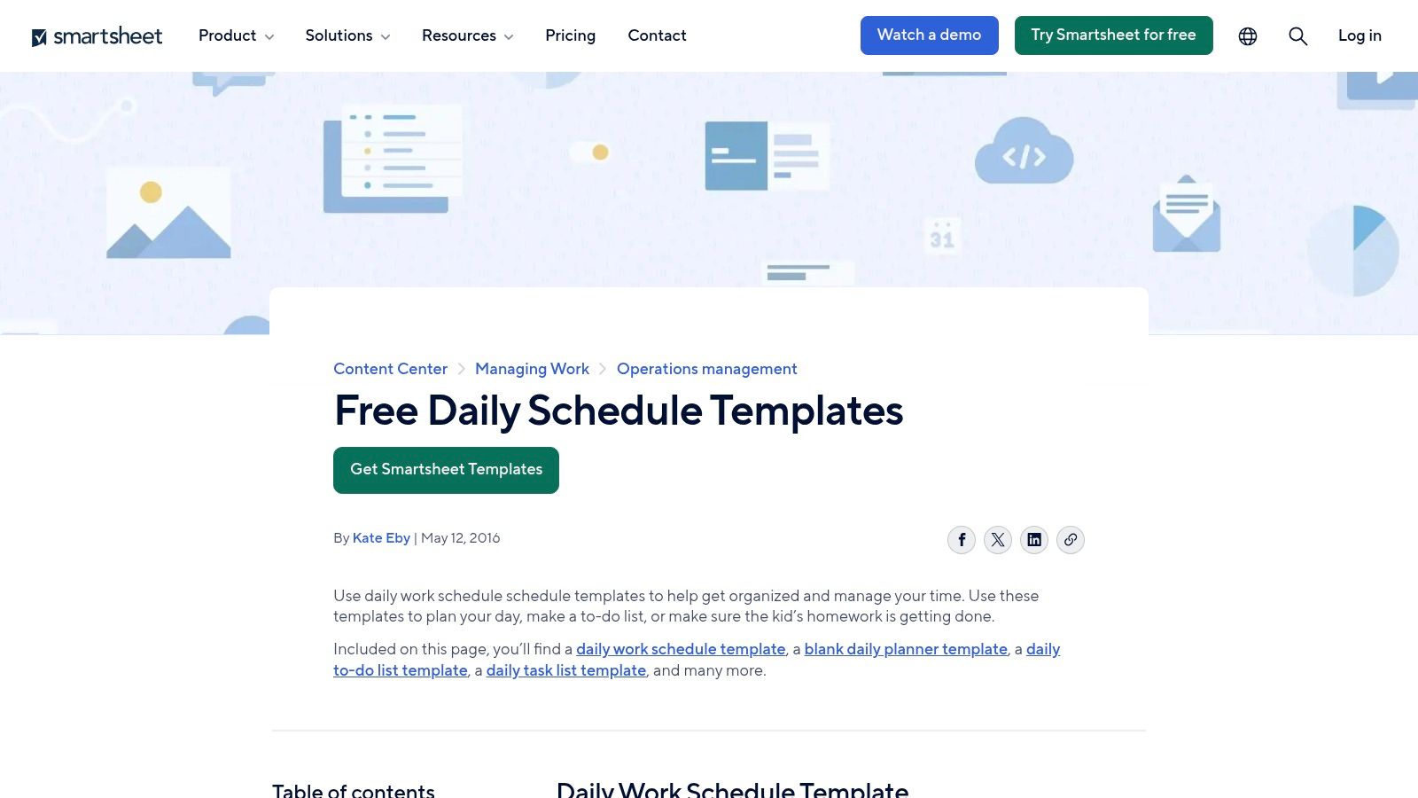 Smartsheet – Free Daily Schedule Templates (Excel)