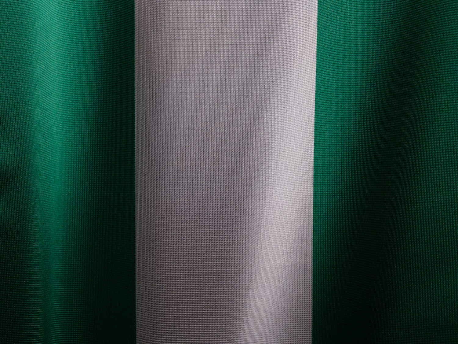 Close-up of the green and white flag of Nigeria