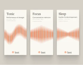 Leet Pharma packaging design — product packaging with wave pattern system and earthy natural tones