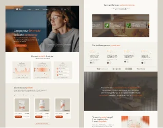 Leet Pharma website design — digital brand application with warm terracotta palette and organic visual system