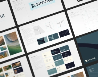 Sinuhe Finance brand guidelines — comprehensive identity system with iconographic and typographic specifications