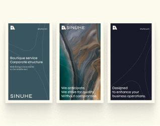 Sinuhe Finance brand poster design — visual identity system combining territorial roots with international financial vision