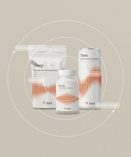 Leet Pharma packaging detail — close-up of product-specific wave motif pattern on health supplement packaging