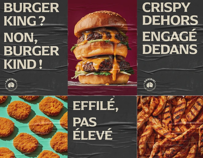 Kokiriki typographic poster campaign — maximaliste street advertising with bold french charcuterie-inspired typography