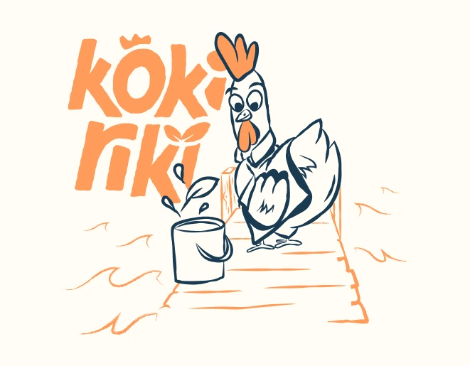 Kokiriki americana-style brand illustration — standalone custom illustration from plant-based food brand identity