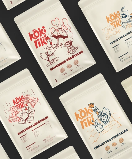 Kokiriki americana-style packaging illustration — custom illustrated packaging with vintage food badge graphic
