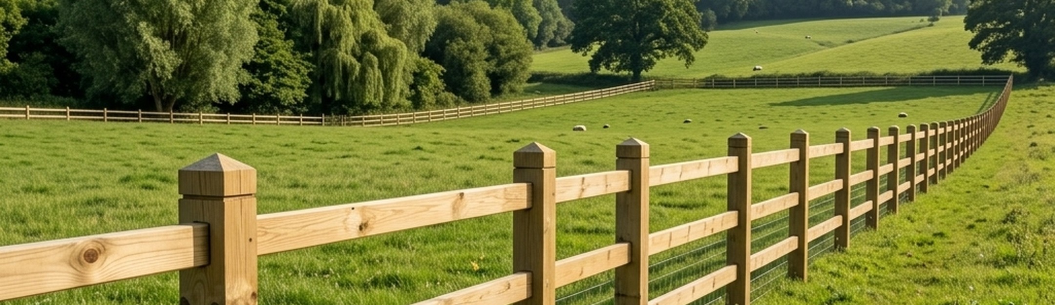 Agrodieren - clôture de prairie en bois dans un paysage verdoyant