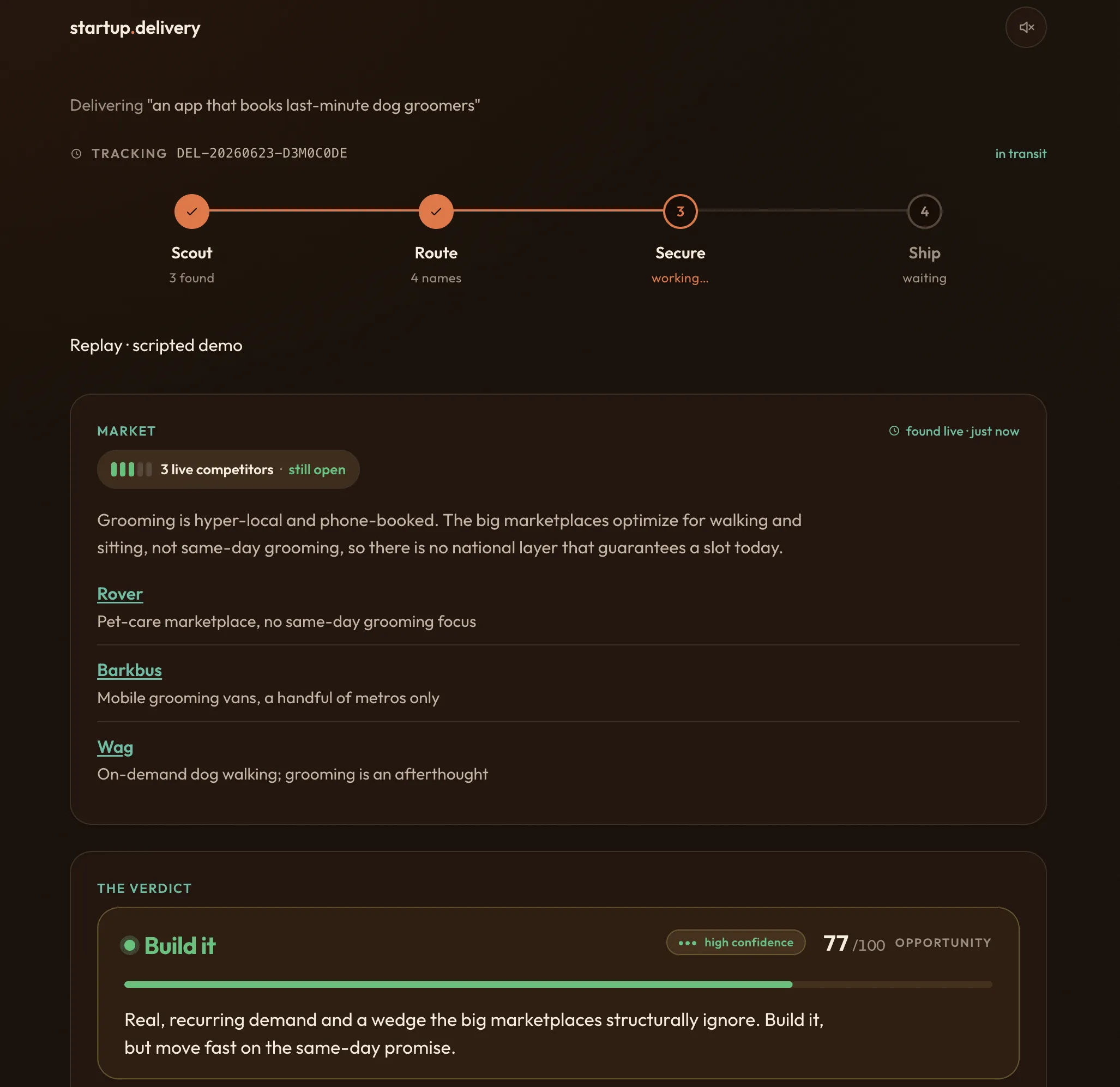 Startup Delivery App Dashboard