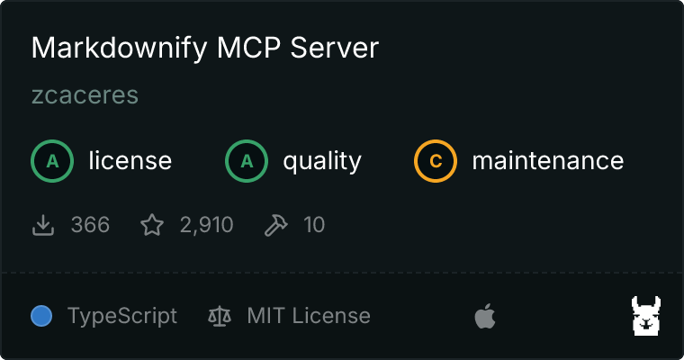 Markdownify MCP: Recommended for Markdown conversion exposed to MCP clients