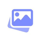 Icon of two overlapping landscape photos with a circle and mountain peak symbol.