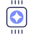Icon of a purple microchip with a white star shape in the center.