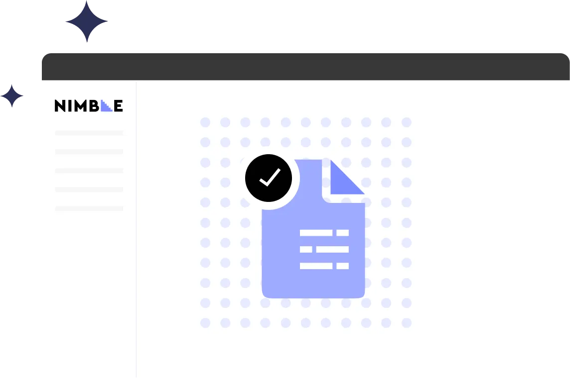 white box with purple top that symbolizes a browser window, light purple accents