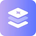 White layered stack icon with a star shape in the top layer on a purple gradient background.