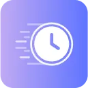 Clock icon with motion lines indicating fast or quick time.