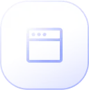 Icon of a web browser window with a rounded square gradient background.
