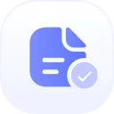 Icon of a document with a folded corner and a checkmark badge.