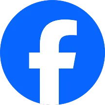 Facebook logo with white lowercase f on a blue circular background.