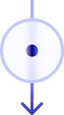 Target symbol with an arrow pointing downward below it in blue and white colors.