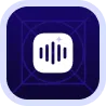 White soundwave icon inside a rounded square on a dark blue rounded square background.